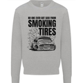 Car Drifting Burning Tires Mens Sweatshirt Jumper Sports Grey