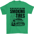 Car Drifting Burning Tires Mens T-Shirt 100% Cotton Irish Green