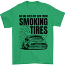 Car Drifting Burning Tires Mens T-Shirt 100% Cotton Irish Green