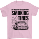 Car Drifting Burning Tires Mens T-Shirt 100% Cotton Light Pink