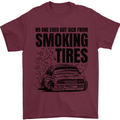 Car Drifting Burning Tires Mens T-Shirt 100% Cotton Maroon