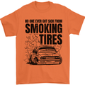 Car Drifting Burning Tires Mens T-Shirt 100% Cotton Orange