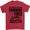 Car Drifting Burning Tires Mens T-Shirt 100% Cotton Red