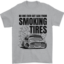 Car Drifting Burning Tires Mens T-Shirt 100% Cotton Sports Grey