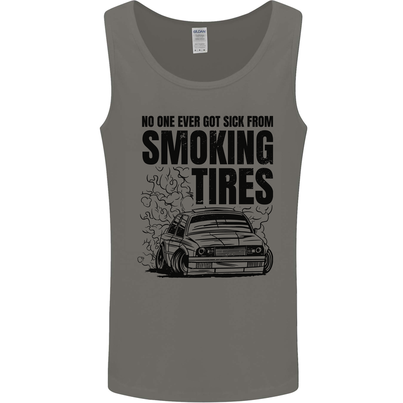 Car Drifting Burning Tires Mens Vest Tank Top Charcoal