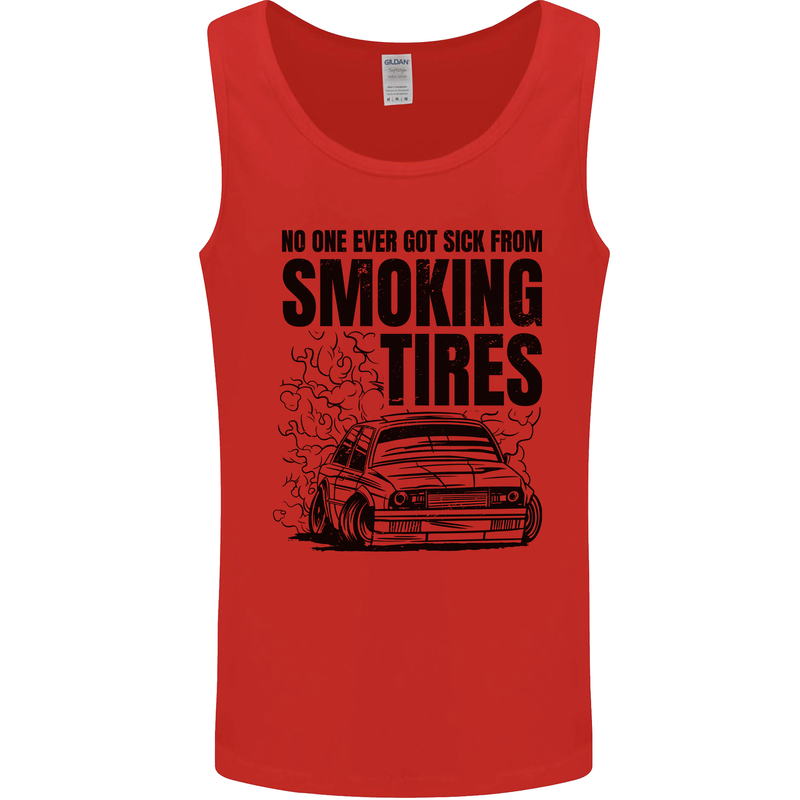 Car Drifting Burning Tires Mens Vest Tank Top Red