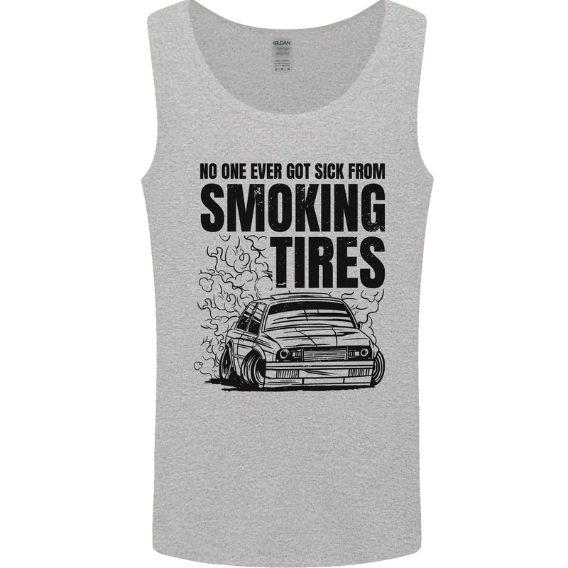 Car Drifting Burning Tires Mens Vest Tank Top Sports Grey