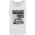 Car Drifting Burning Tires Mens Vest Tank Top White