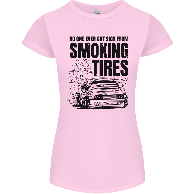 Car Drifting Burning Tires Womens Petite Cut T-Shirt Light Pink