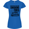 Car Drifting Burning Tires Womens Petite Cut T-Shirt Royal Blue
