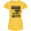 Car Drifting Burning Tires Womens Petite Cut T-Shirt Yellow
