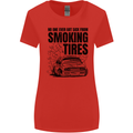 Car Drifting Burning Tires Womens Wider Cut T-Shirt Red