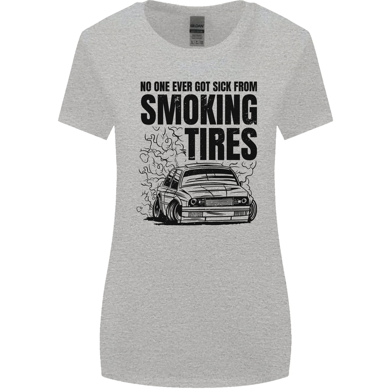 Car Drifting Burning Tires Womens Wider Cut T-Shirt Sports Grey