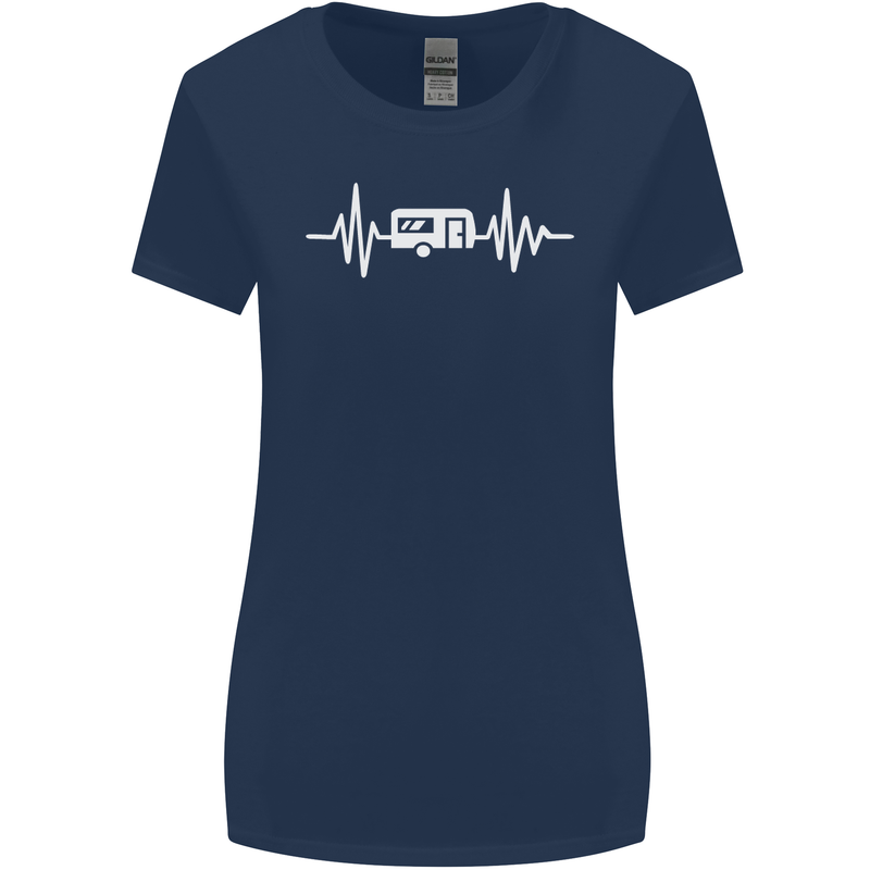 Cararvan Pulse Caravan Caravanning Womens Wider Cut T-Shirt Navy Blue