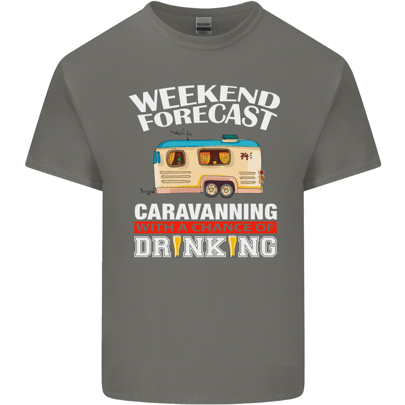 Caravan Weekend Forecast Caravanning Mens Cotton T-Shirt Tee Top Charcoal