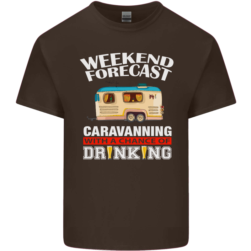 Caravan Weekend Forecast Caravanning Mens Cotton T-Shirt Tee Top Dark Chocolate