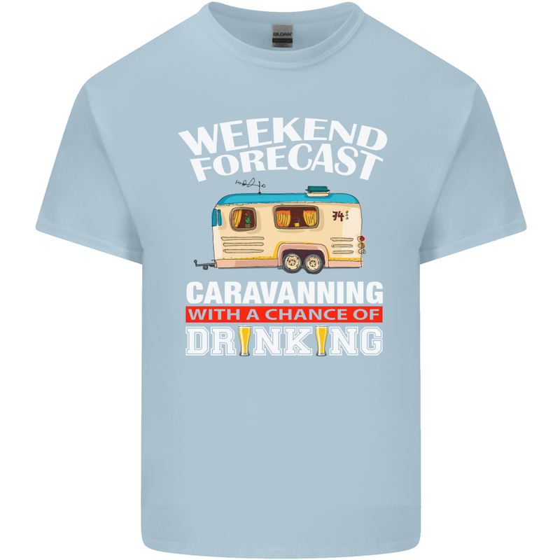 Caravan Weekend Forecast Caravanning Mens Cotton T-Shirt Tee Top Light Blue
