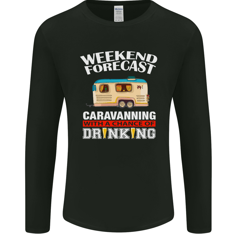 Caravan Weekend Forecast Caravanning Mens Long Sleeve T-Shirt Black