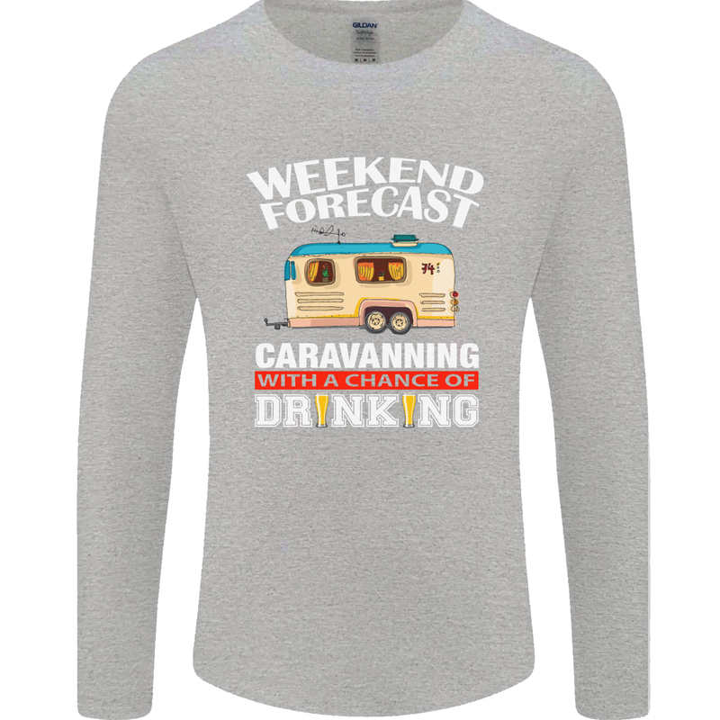 Caravan Weekend Forecast Caravanning Mens Long Sleeve T-Shirt Sports Grey