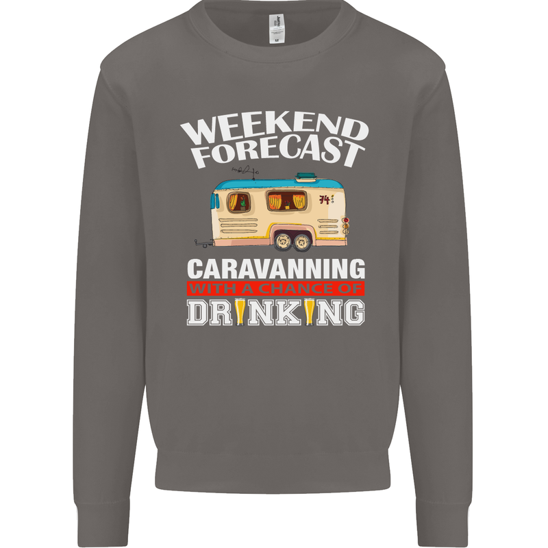 Caravan Weekend Forecast Caravanning Mens Sweatshirt Jumper Charcoal