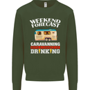 Caravan Weekend Forecast Caravanning Mens Sweatshirt Jumper Forest Green