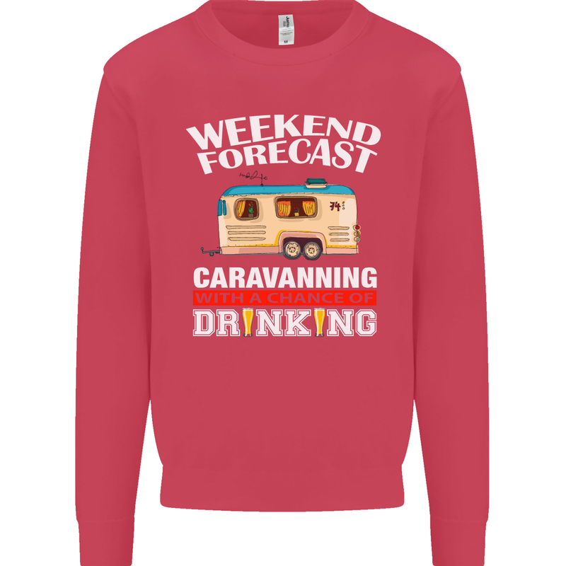 Caravan Weekend Forecast Caravanning Mens Sweatshirt Jumper Heliconia