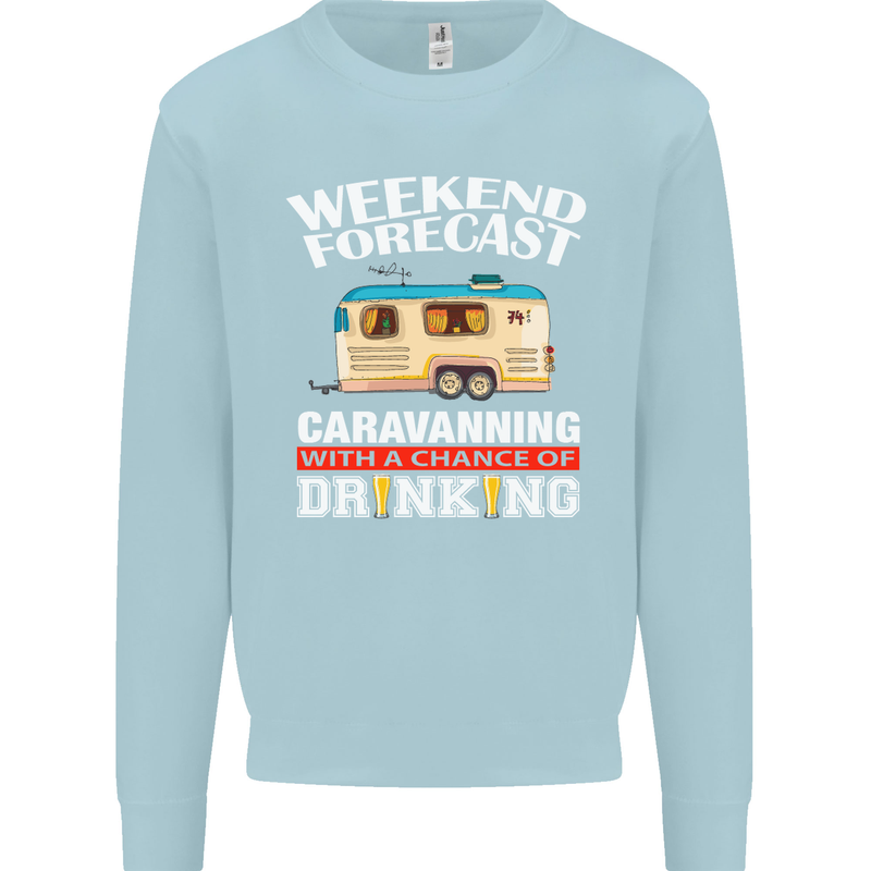 Caravan Weekend Forecast Caravanning Mens Sweatshirt Jumper Light Blue