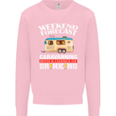 Caravan Weekend Forecast Caravanning Mens Sweatshirt Jumper Light Pink