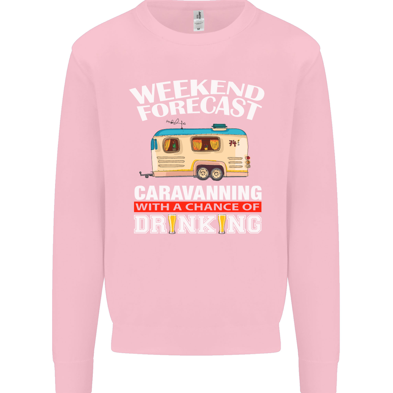 Caravan Weekend Forecast Caravanning Mens Sweatshirt Jumper Light Pink