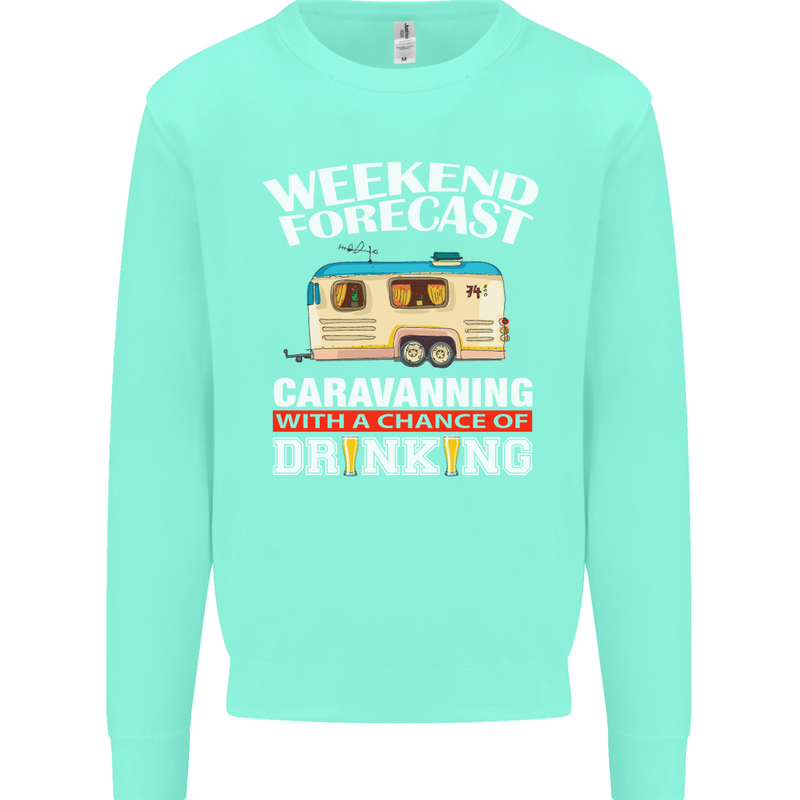 Caravan Weekend Forecast Caravanning Mens Sweatshirt Jumper Peppermint