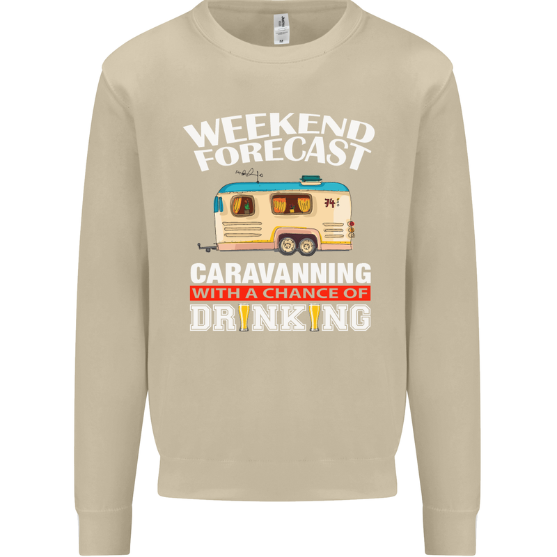Caravan Weekend Forecast Caravanning Mens Sweatshirt Jumper Sand