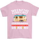 Caravan Weekend Forecast Caravanning Mens T-Shirt Cotton Gildan Light Pink
