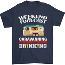Caravan Weekend Forecast Caravanning Mens T-Shirt Cotton Gildan Navy Blue