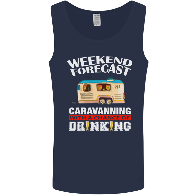 Caravan Weekend Forecast Caravanning Mens Vest Tank Top Navy Blue