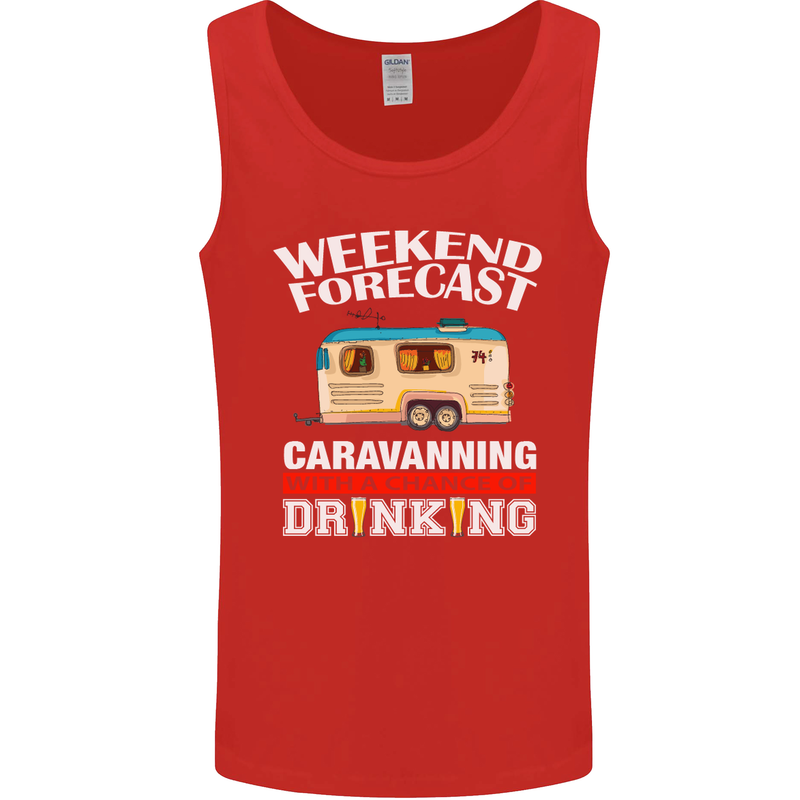 Caravan Weekend Forecast Caravanning Mens Vest Tank Top Red