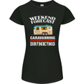 Caravan Weekend Forecast Caravanning Womens Petite Cut T-Shirt Black