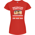 Caravan Weekend Forecast Caravanning Womens Petite Cut T-Shirt Red