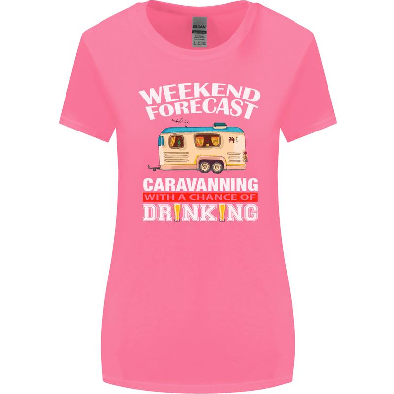 Caravan Weekend Forecast Caravanning Womens Wider Cut T-Shirt Azalea