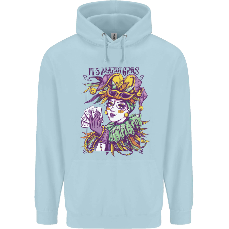 Carnival Its Mardi Gras Childrens Kids Hoodie Light Blue