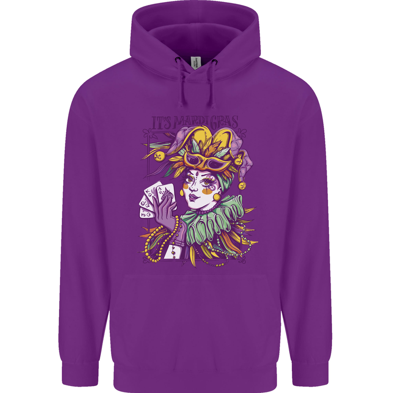 Carnival Its Mardi Gras Childrens Kids Hoodie Purple