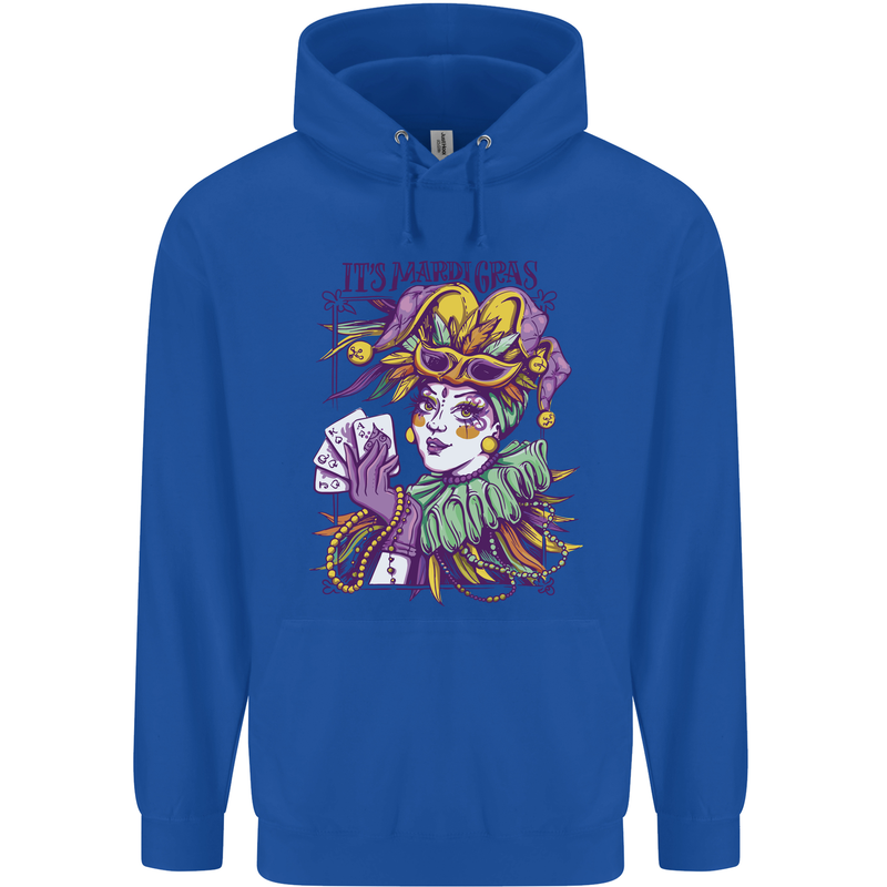 Carnival Its Mardi Gras Childrens Kids Hoodie Royal Blue