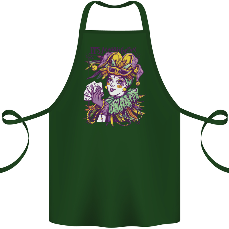 Carnival Its Mardi Gras Cotton Apron 100% Organic Forest Green