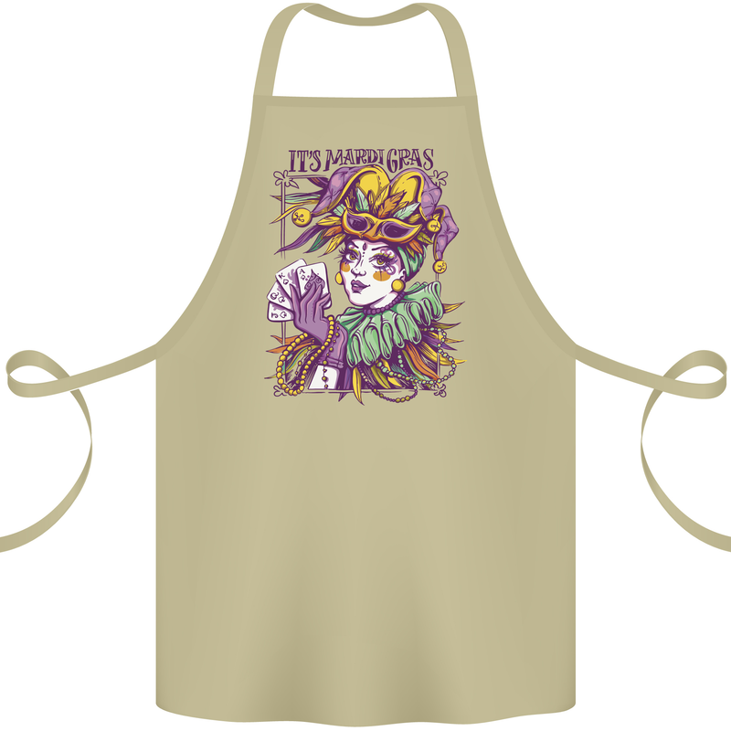 Carnival Its Mardi Gras Cotton Apron 100% Organic Khaki