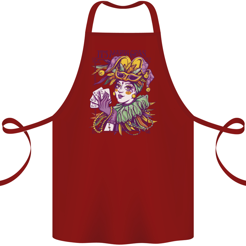 Carnival Its Mardi Gras Cotton Apron 100% Organic Maroon