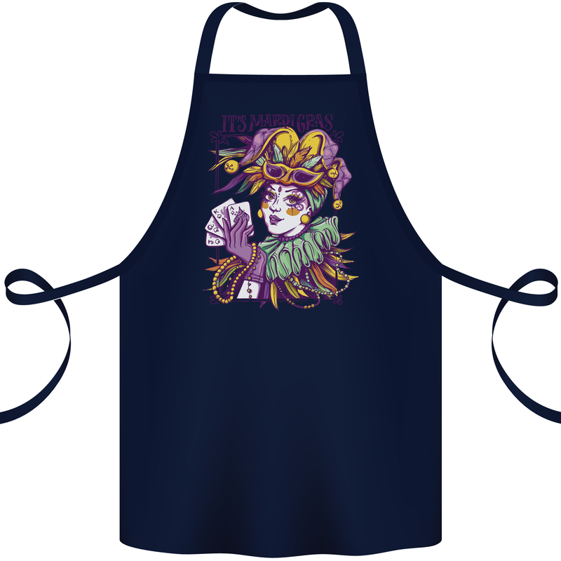 Carnival Its Mardi Gras Cotton Apron 100% Organic Navy Blue