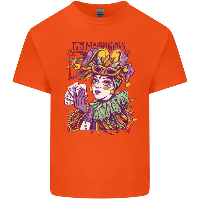 Carnival Its Mardi Gras Mens Cotton T-Shirt Tee Top Orange