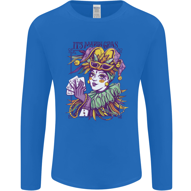 Carnival Its Mardi Gras Mens Long Sleeve T-Shirt Royal Blue