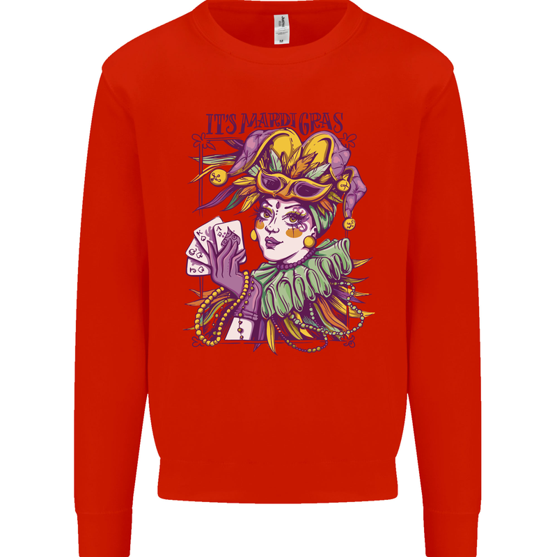 Carnival Its Mardi Gras Mens Sweatshirt Jumper Bright Red
