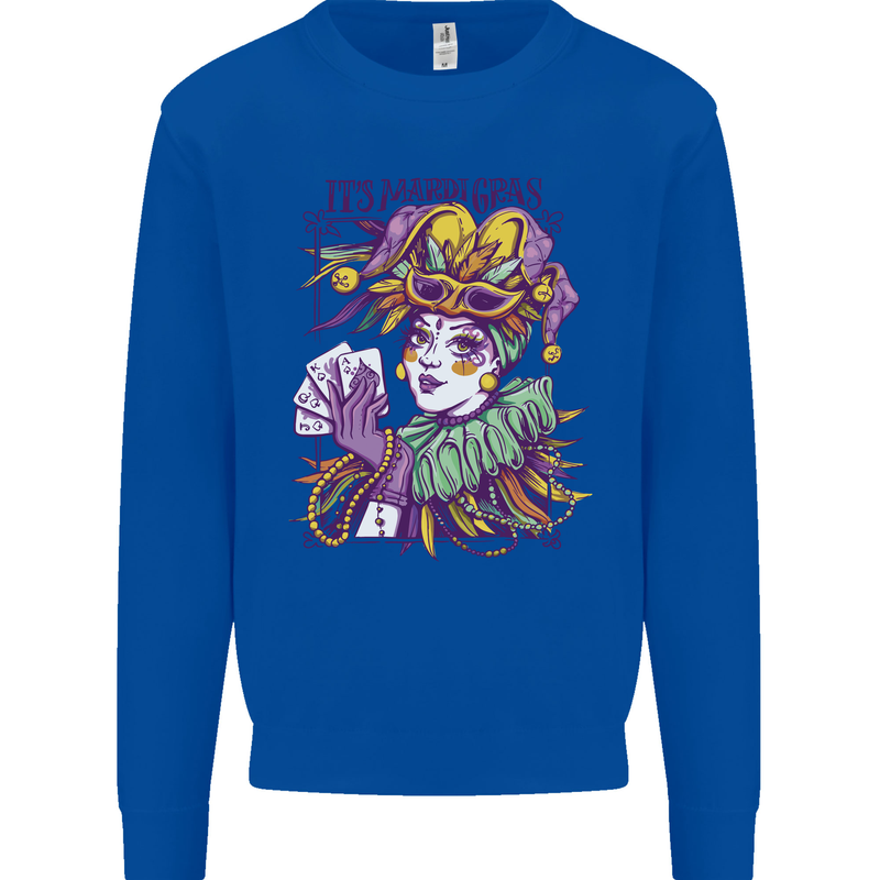 Carnival Its Mardi Gras Mens Sweatshirt Jumper Royal Blue