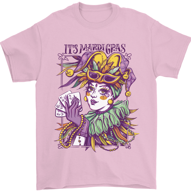 Carnival Its Mardi Gras Mens T-Shirt 100% Cotton Light Pink